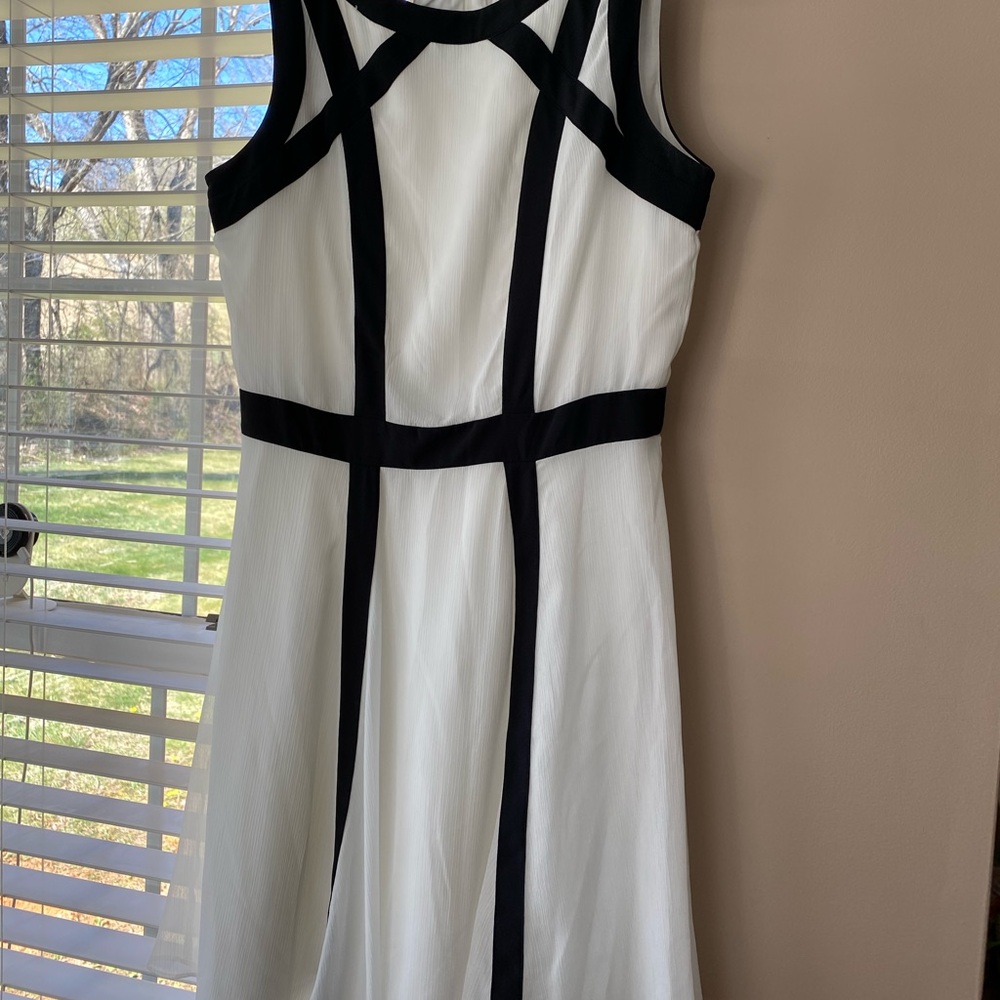 Elegant Black and White Sleeveless Dress